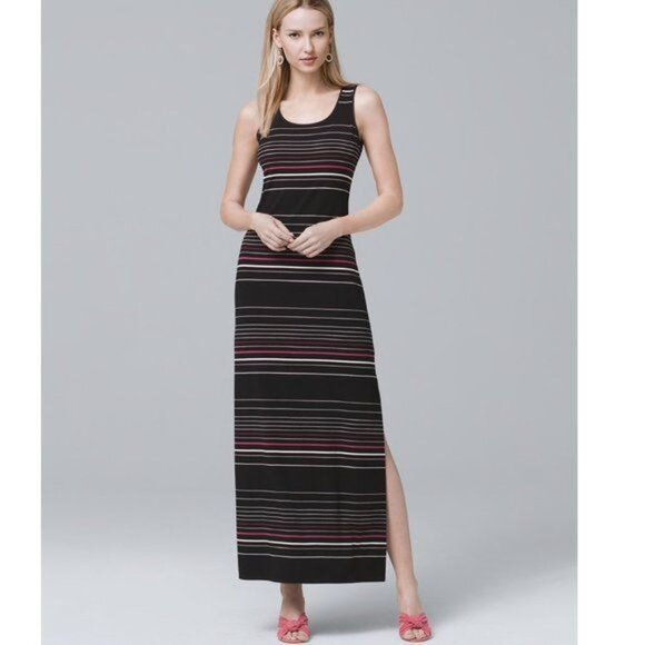 White House Black Market Dresses & Skirts - WHBM Sleeveless Stripe Tie Back Knit Maxi Dress Size XS